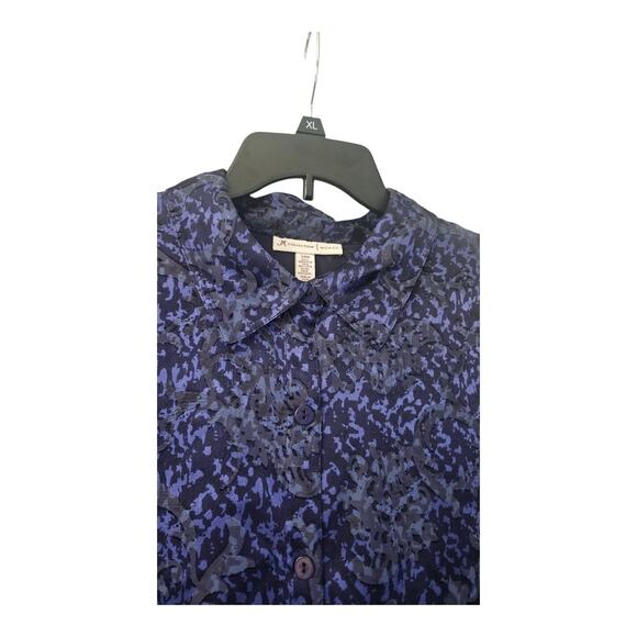 JM Colection Woman Size 24W Blouse Button-Up Long Sleeve Purple Collared - Picture 3 of 9